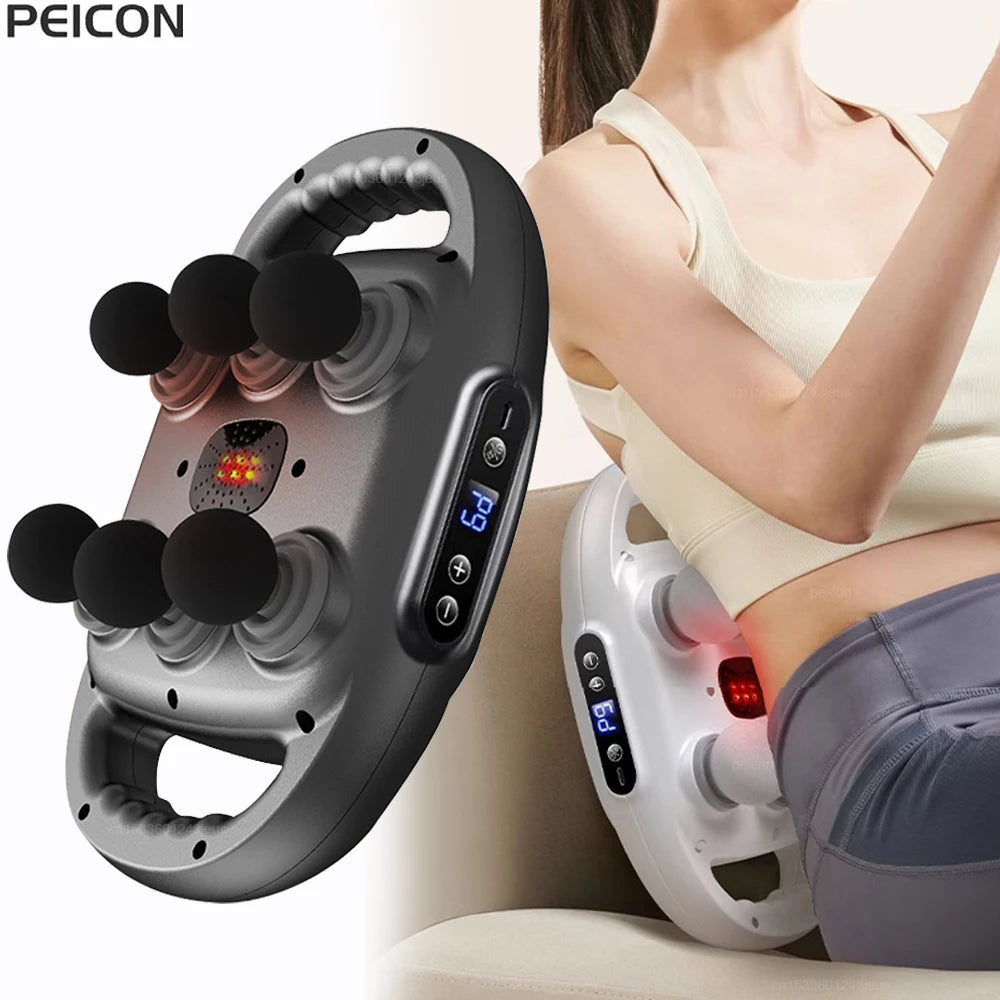 Muscle Massager - High Frequency 6-Head Professional Massage Gun for Back, Waist, Shoulder & Body, 9 Modes, 9 Intensity Levels