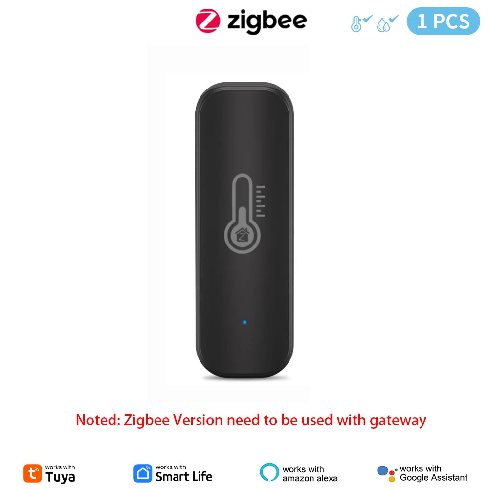 Tuya Zigbee or WiFi Temperature Humidity Sensor Home Connected Thermometer Compatible Support Black or White Color
