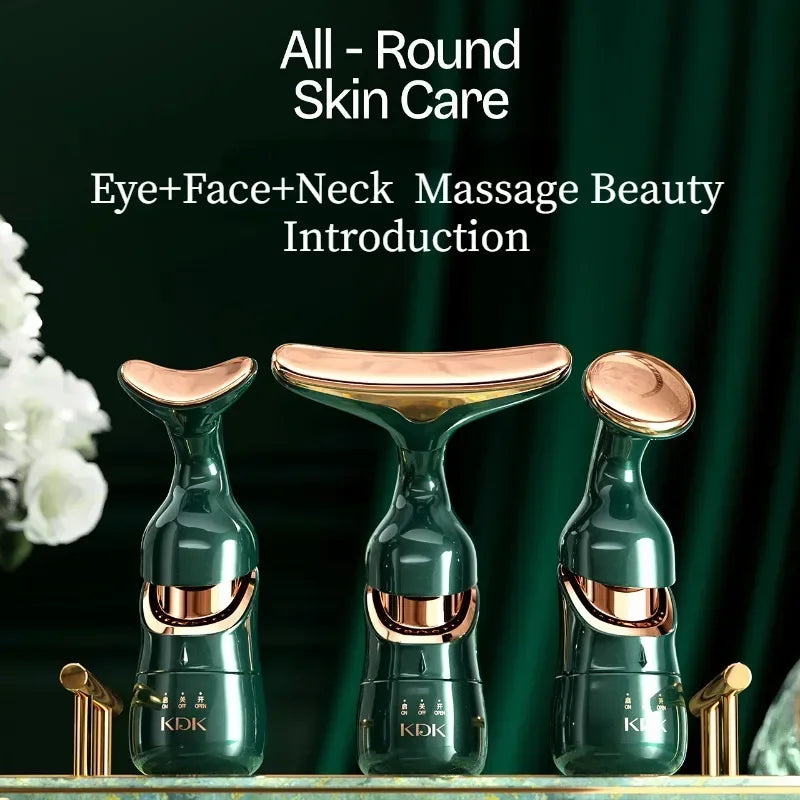 Dispozitiv de Lifting Facial 3 în 1 - EMS pentru Gât, Față & Ochi | Lifting, Reducerea Ridurilor & Anti-Îmbătrânire