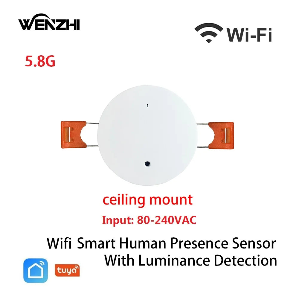ZigBee & WiFi MmWave Human Presence Sensor – Motion Detection with Luminance & Distance, Tuya Smart Home