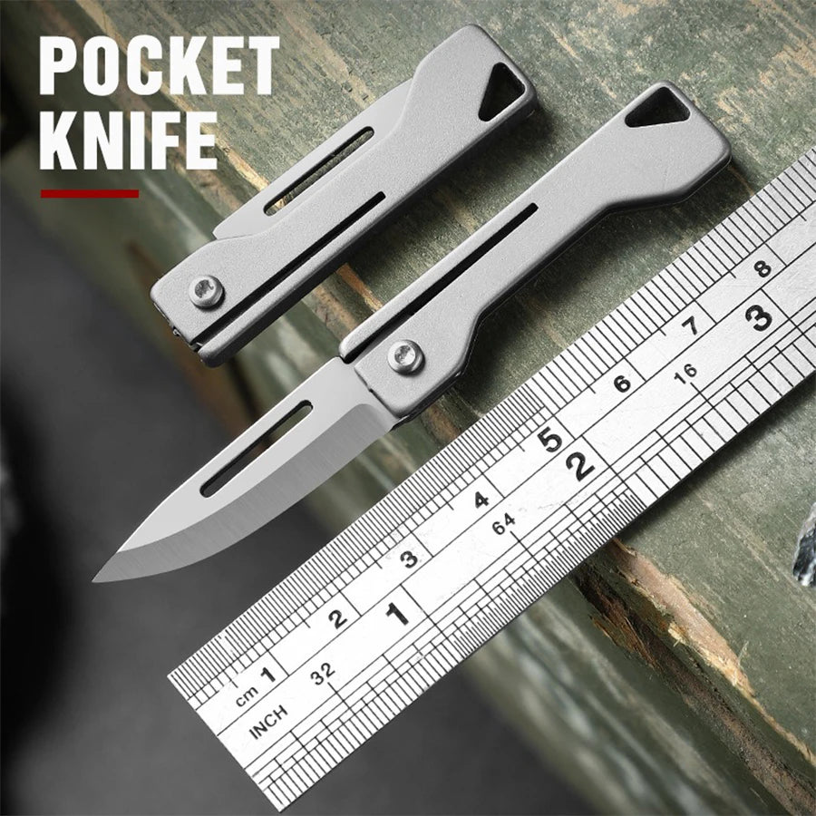 EDC Titanium Folding Knife - Mini Keychain Pocket Knife for Camping, Unboxing & Daily Carry, Ultra-Lightweight Titanium Alloy Blade (3.5")
