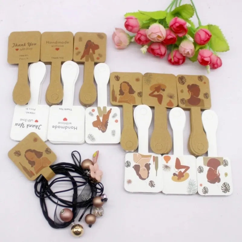 Set de 50 de cartonașe pentru bijuterii – Etichete din hârtie pentru coliere/accesorii de păr