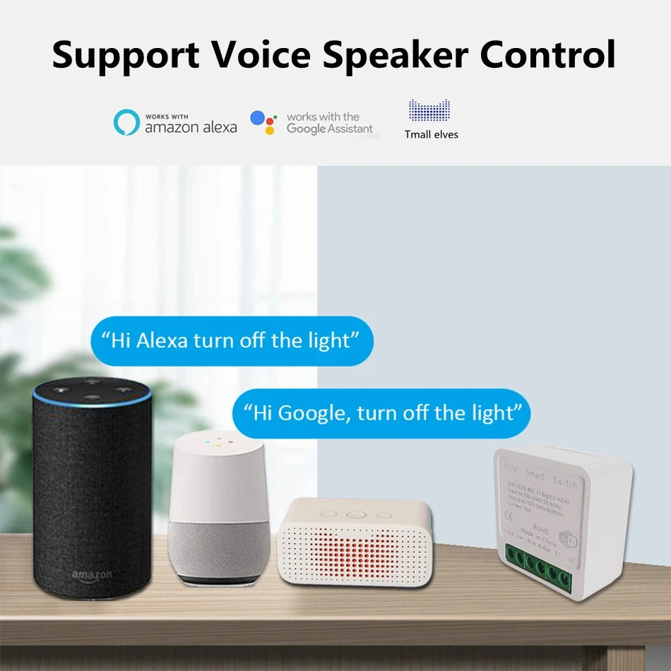 Mini WiFi Smart Switch 16A | Tuya 2-Way DIY Light Control | Alexa & Google Home