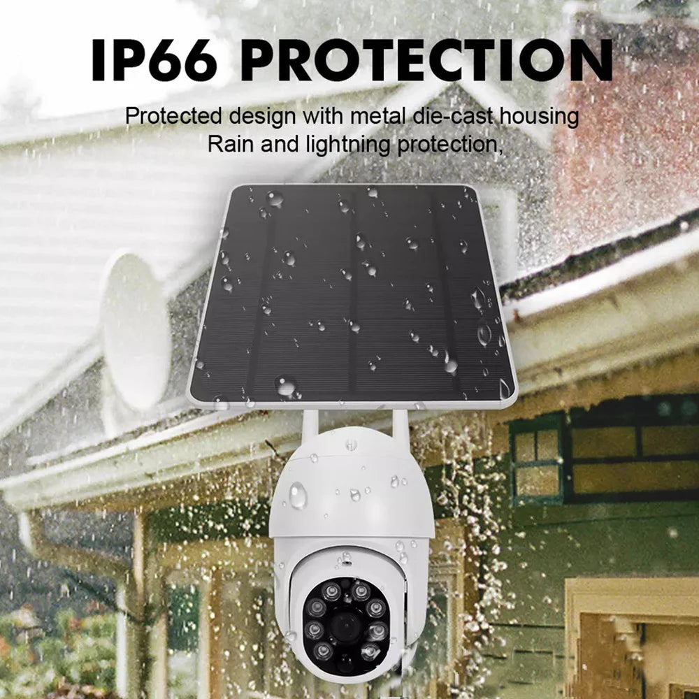 Tuya Smart 3MP Outdoor Camera, Solar-Powered, 10000mAh Battery, Human Detection, Auto Tracking, Wi-Fi, PTZ