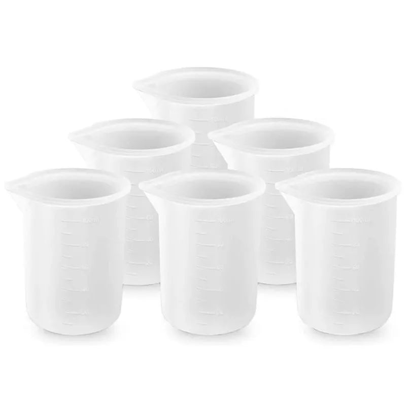 6 bucăți 100 ml cești de măsurat din silicon - instrumente de amestecare a rășinii antiaderente pentru artizanat și fabricarea de bijuterii