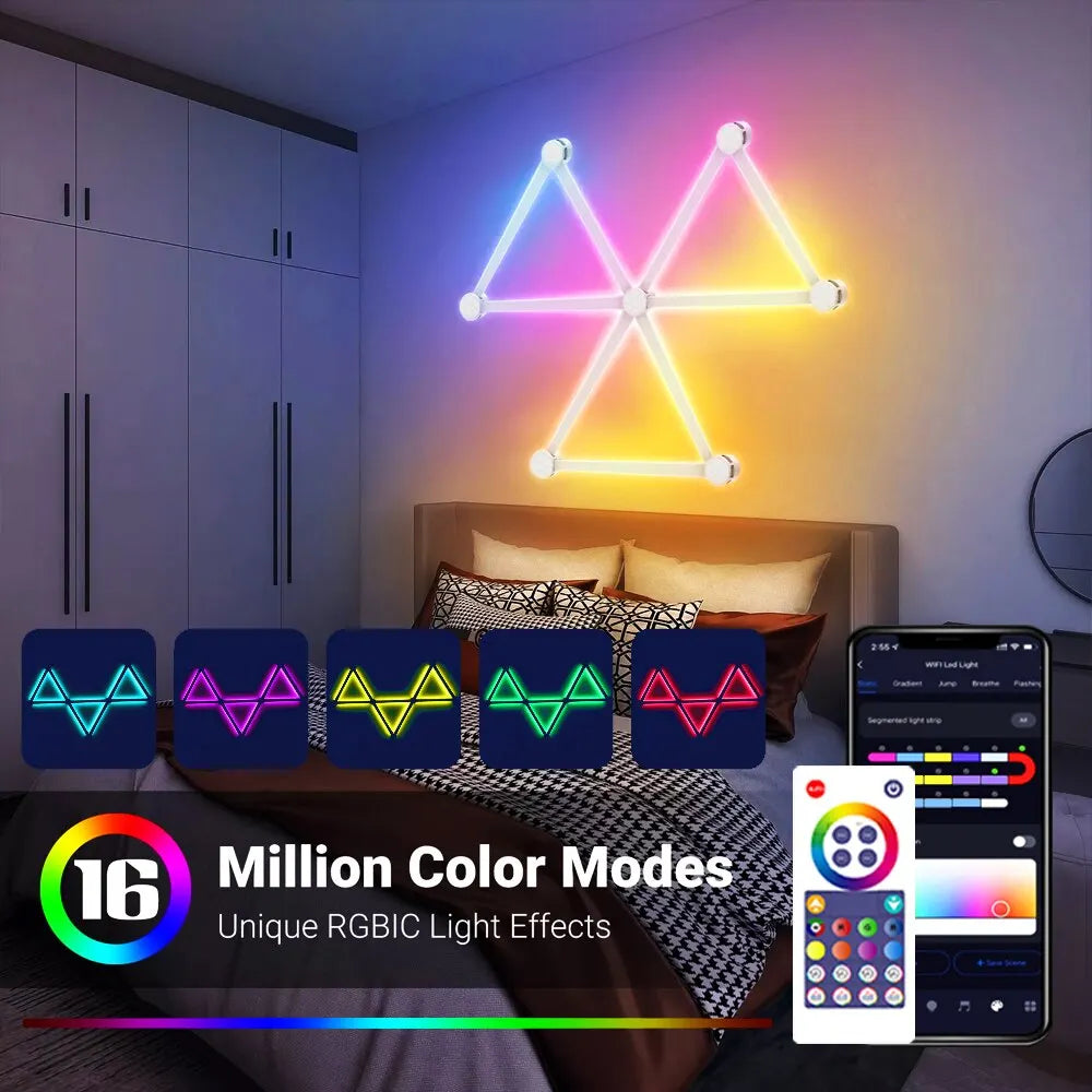 WiFi LED Smart Wall Lamp - RGBIC Light Bar Music Sync, and App Control