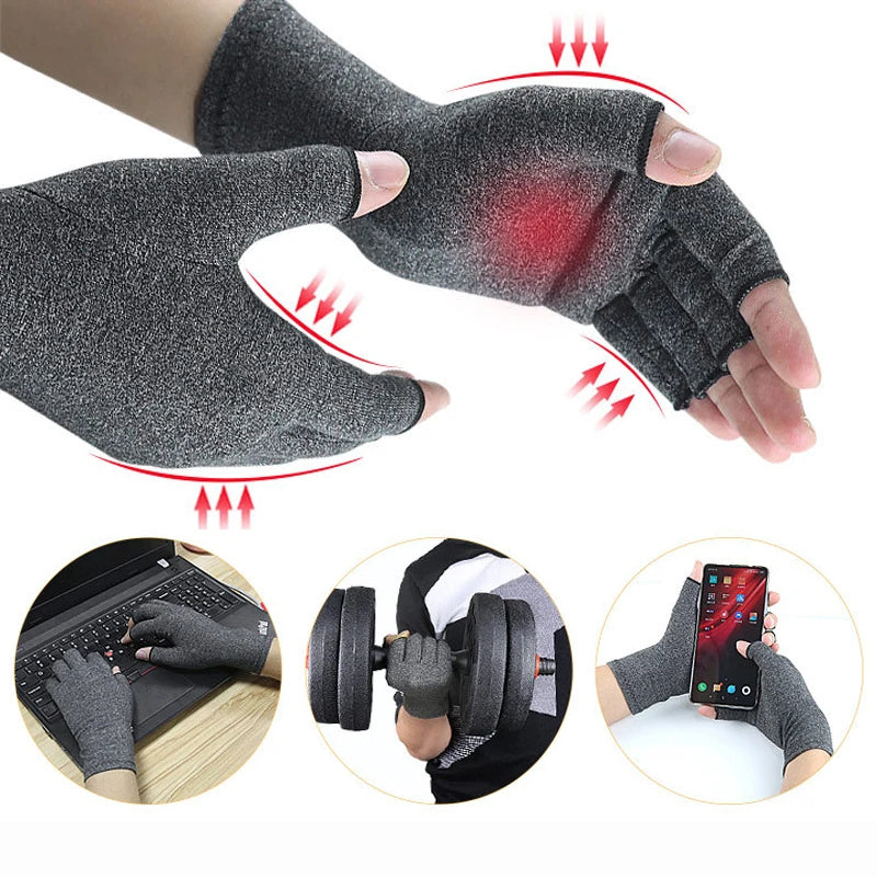 Fingerless Compression Gloves - Relieve Hand Discomfort, Unisex Cotton & Spandex Gloves for Support and Comfort