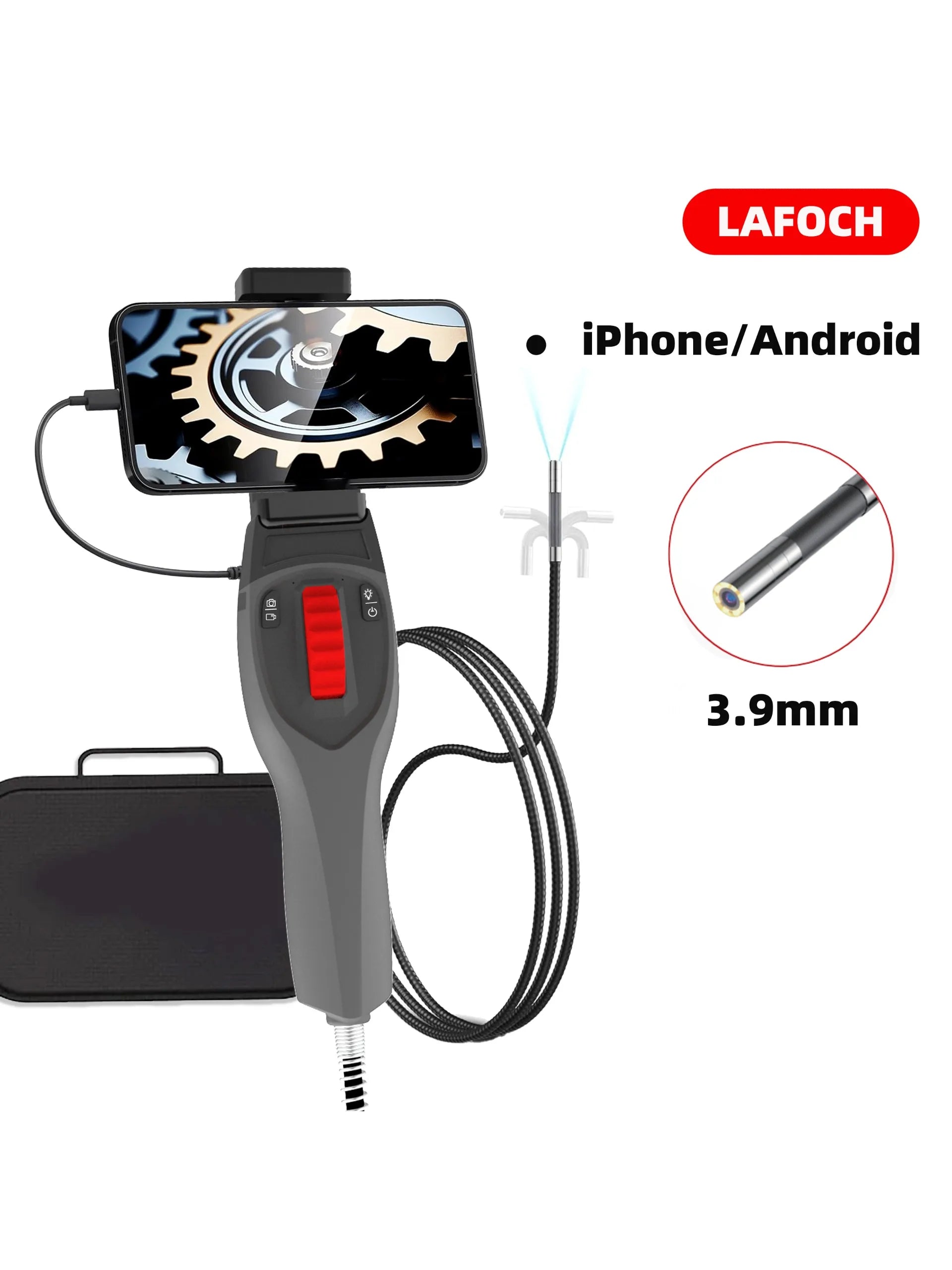 Two-Way 360° Articulating Borescope Camera - 1080P HD, 6.2mm/3.9mm Waterproof Probe, Compatible with Android/iOS