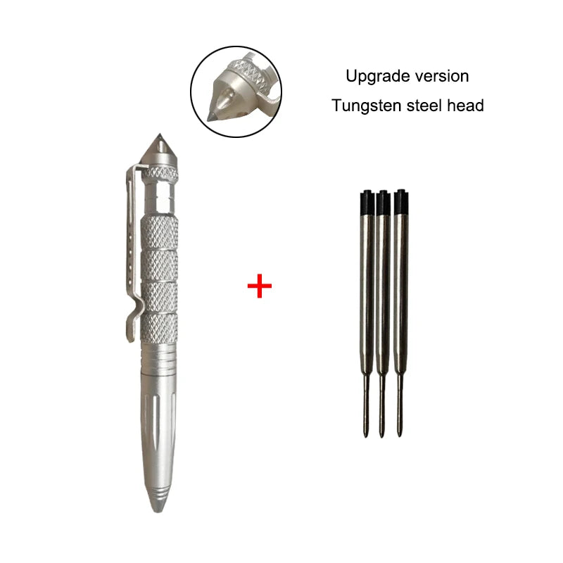 Pix tactic de auto-apărare - Aluminiu cu cap din oțel tungsten, cap pentru spart sticlă și design anti-alunecare, kit de supraviețuire