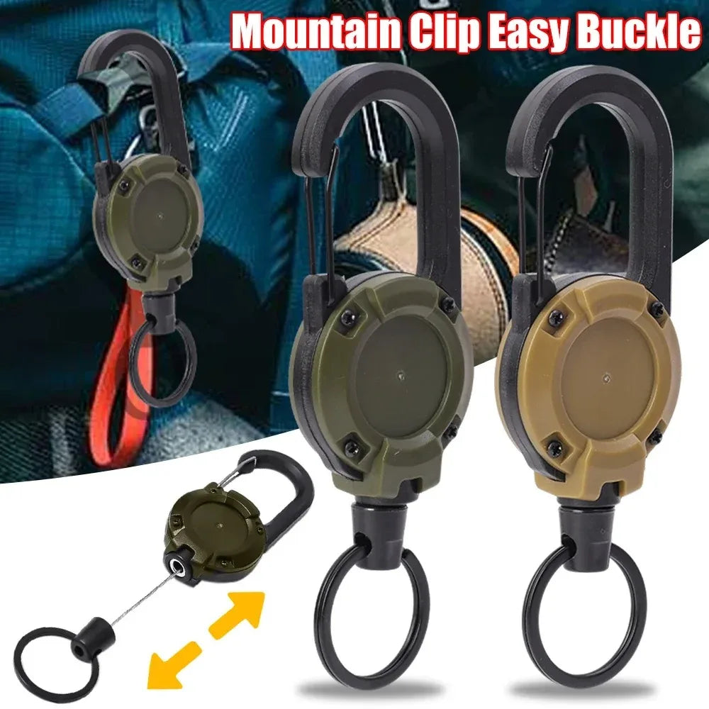 Heavy-Duty Retractable Keychain with Carabiner - 68cm Steel Wire Rope Reel for Outdoor, Work & Daily Carry, Durable Spring-Loaded Key Holder