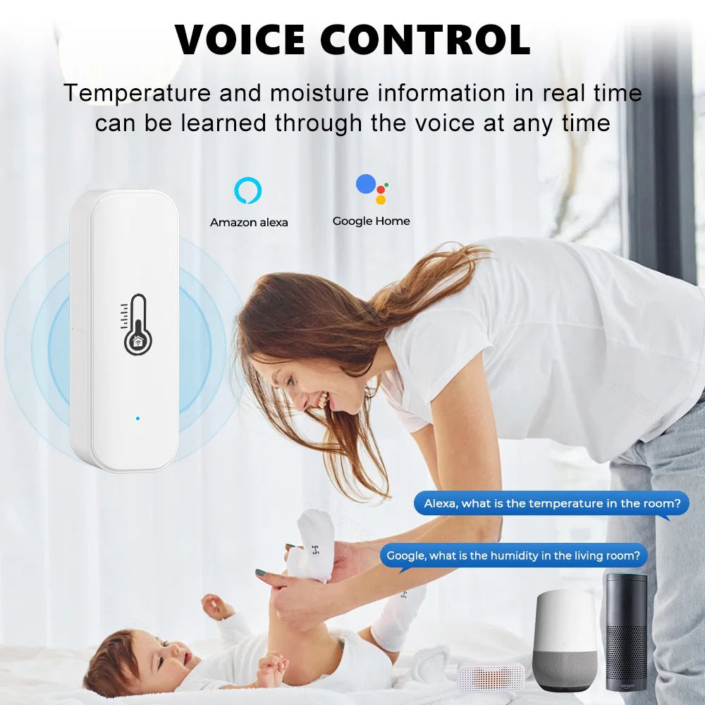 Tuya Zigbee or WiFi Temperature Humidity Sensor Home Connected Thermometer Compatible Support Black or White Color