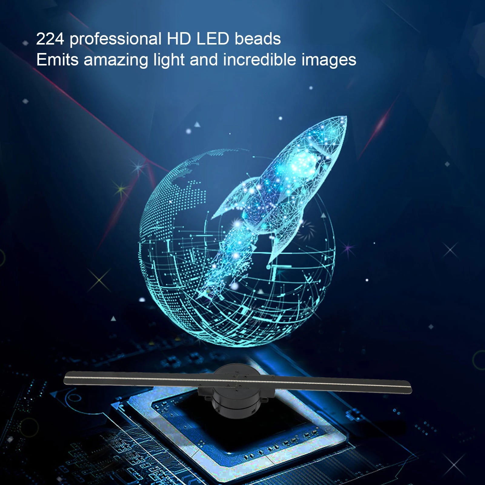 16.5" 3D Hologram Fan Projector | 2000x224 Resolution | WiFi | 224 LED Beads | Business Advertising