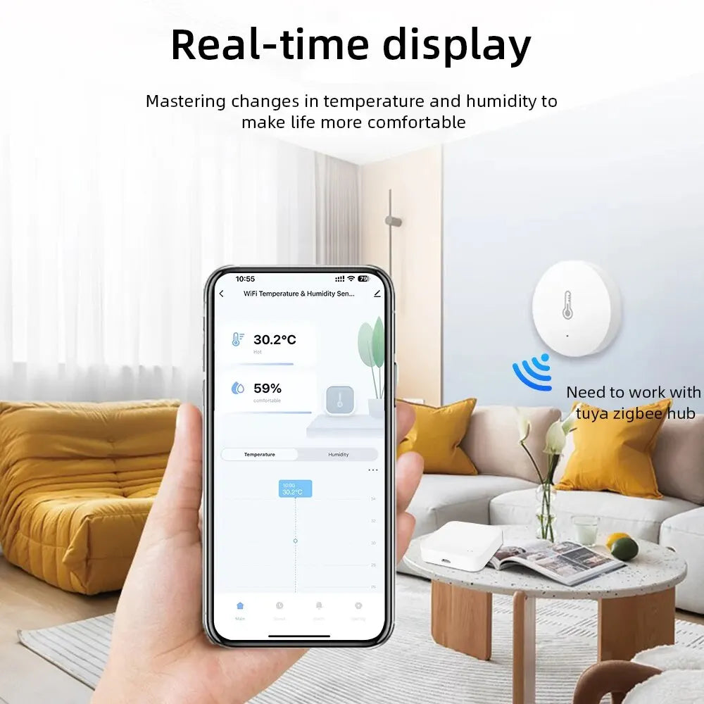 Tuya ZigBee Mini Temperature Humidity Sensor Smart Home Remote Monitor