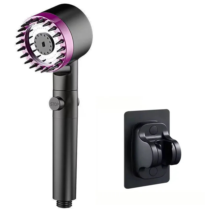 3-Speed Adjustable Shower Head with Filter - Portable Bathroom Showerhead with Massage Function, ABS Plastic, Includes Hose & Bracket