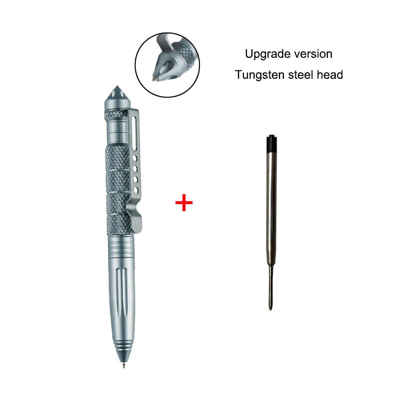 Pix tactic de auto-apărare - Aluminiu cu cap din oțel tungsten, cap pentru spart sticlă și design anti-alunecare, kit de supraviețuire