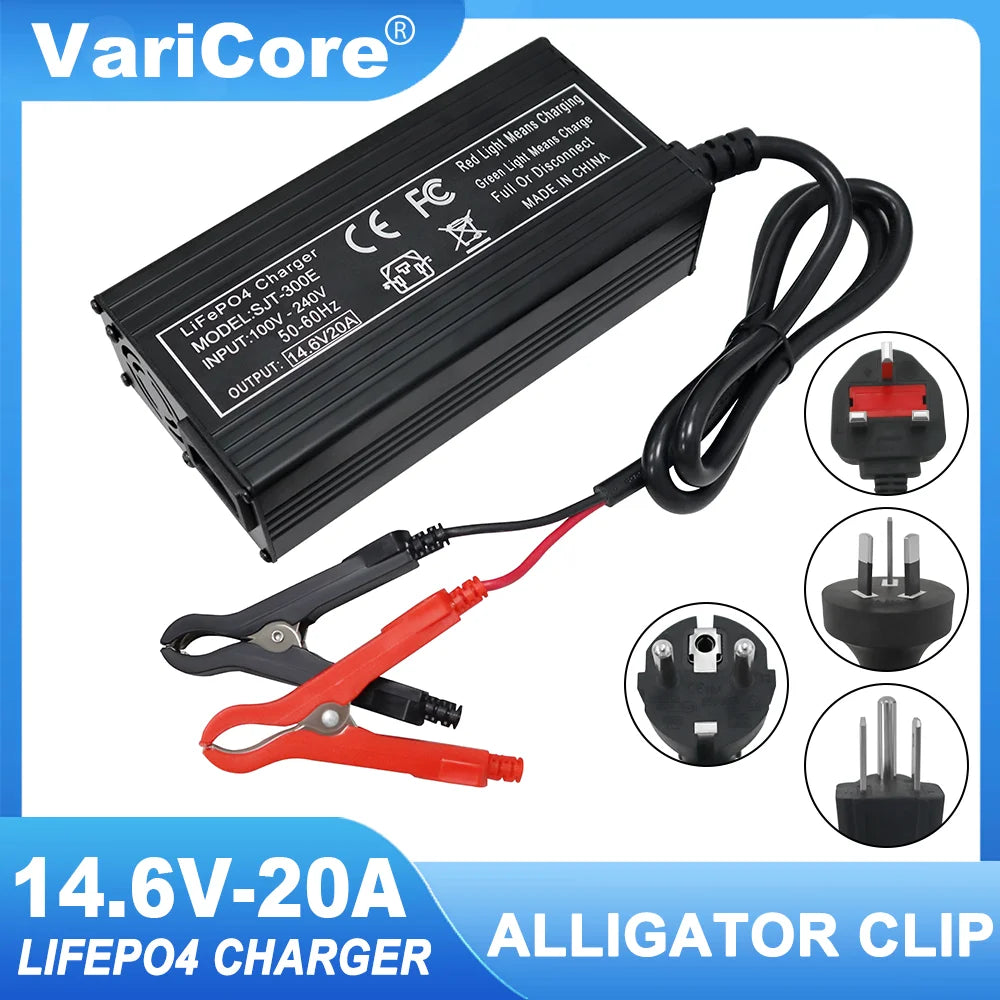 Încărcător de baterii Smart LiFePO4 VariCore 14,6V 20A - Încărcător de mare putere 110-220V 4S 12V pentru baterii litiu fier fosfat