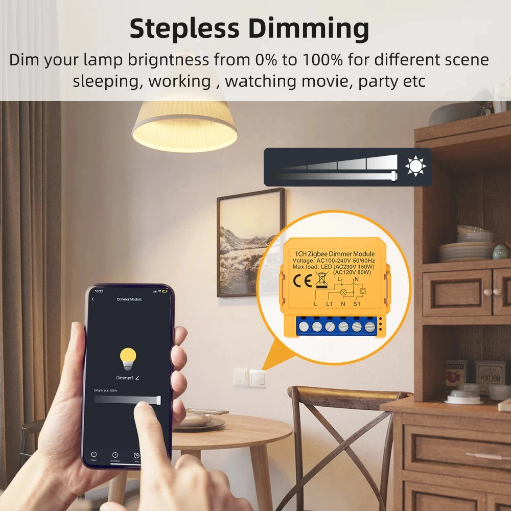 Tuya WiFi ZigBee Smart Dimmer Switch | 1/2 Gang | Voice & APP Control