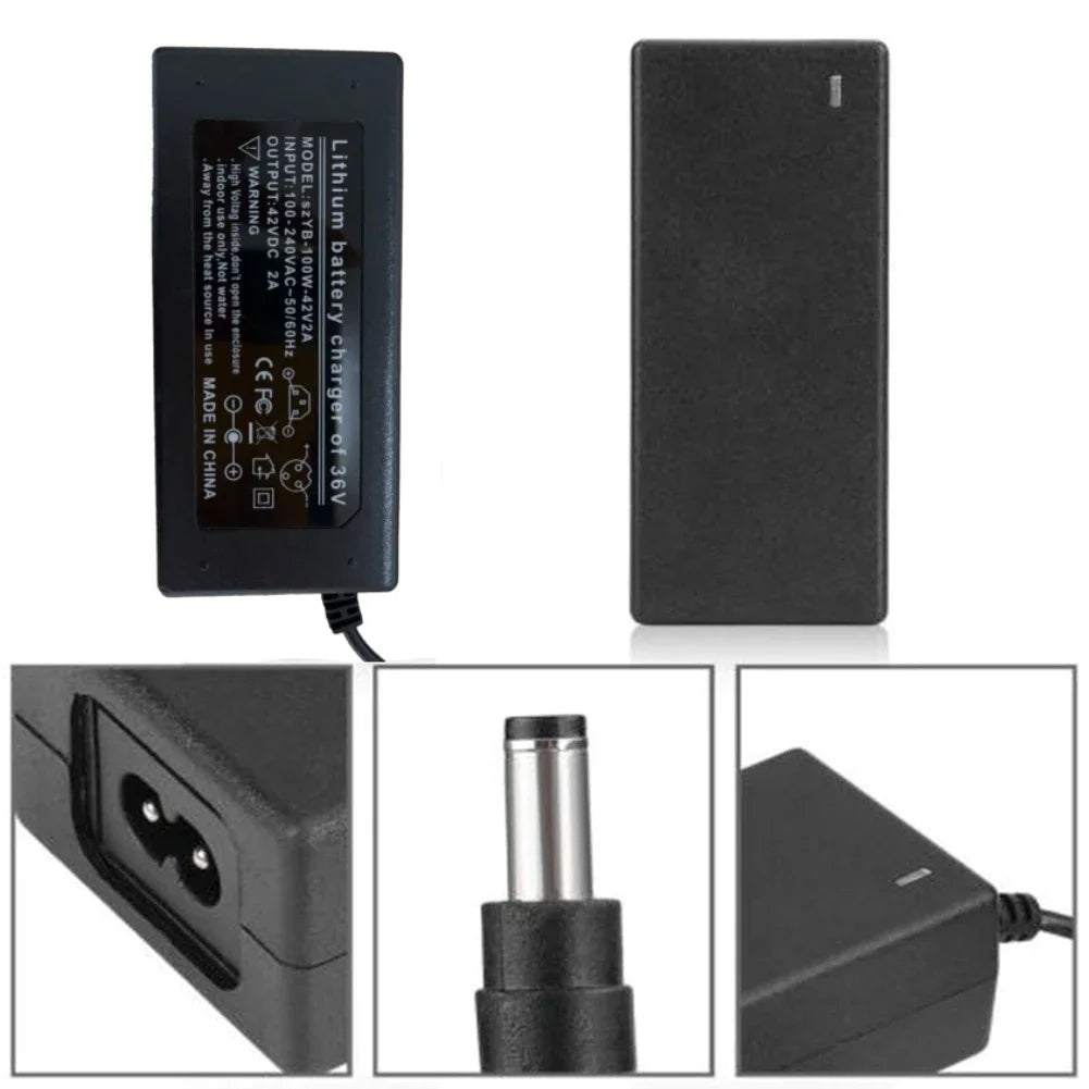 42V 2A Electric Scooter Charger - Smart Lithium Battery Adapter for Xiaomi, Mijia, Ninebot (36V, 25.2V, 25.9V, 25.6V, 24V) with 5 Connectors