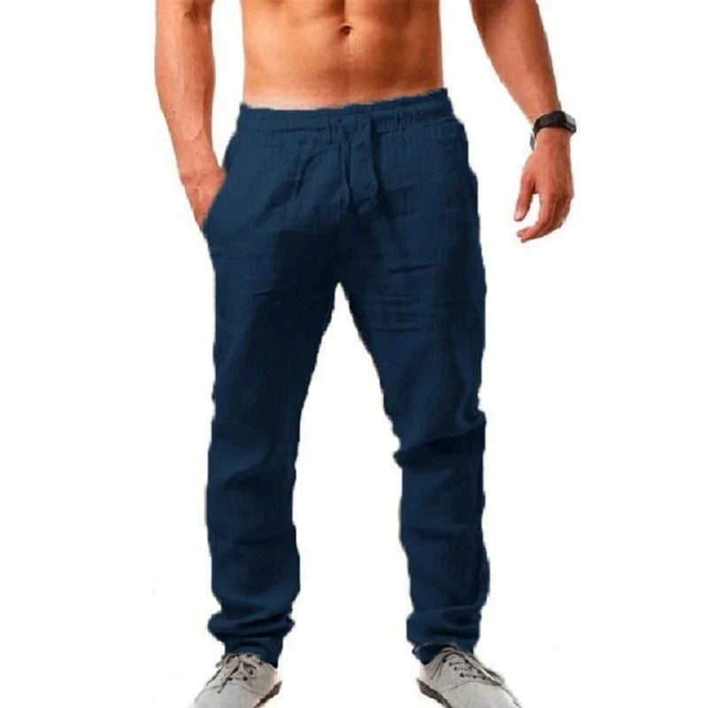 Linen-cotton casual pants