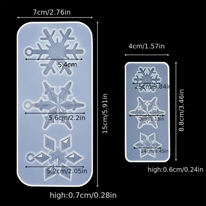 3Pcs Snowflake Silicone Molds - DIY Pendant Molds for Resin Casting and Holiday Crafts