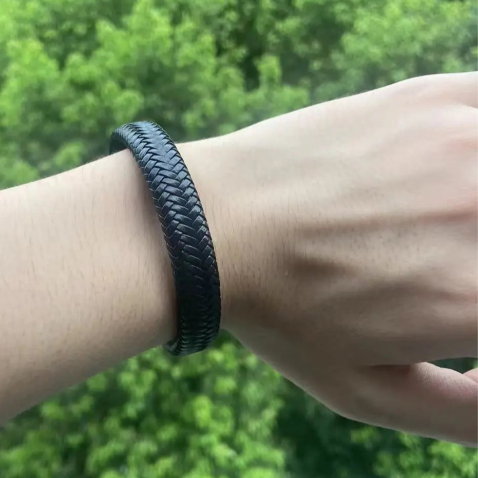 Brățară Magnetică din Piele PU pentru Bărbați – Stil Clasic și Elegant