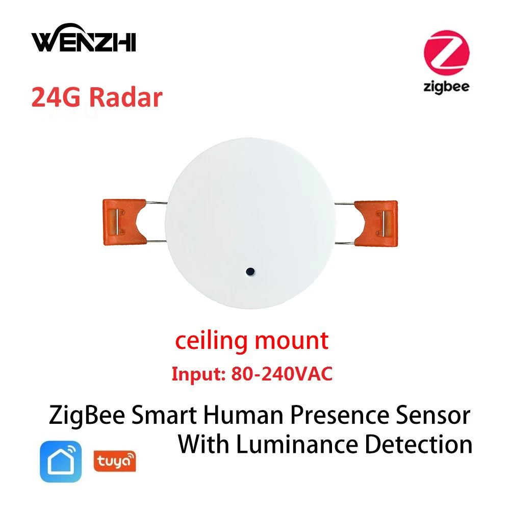 ZigBee & WiFi MmWave Human Presence Sensor – Motion Detection with Luminance & Distance, Tuya Smart Home