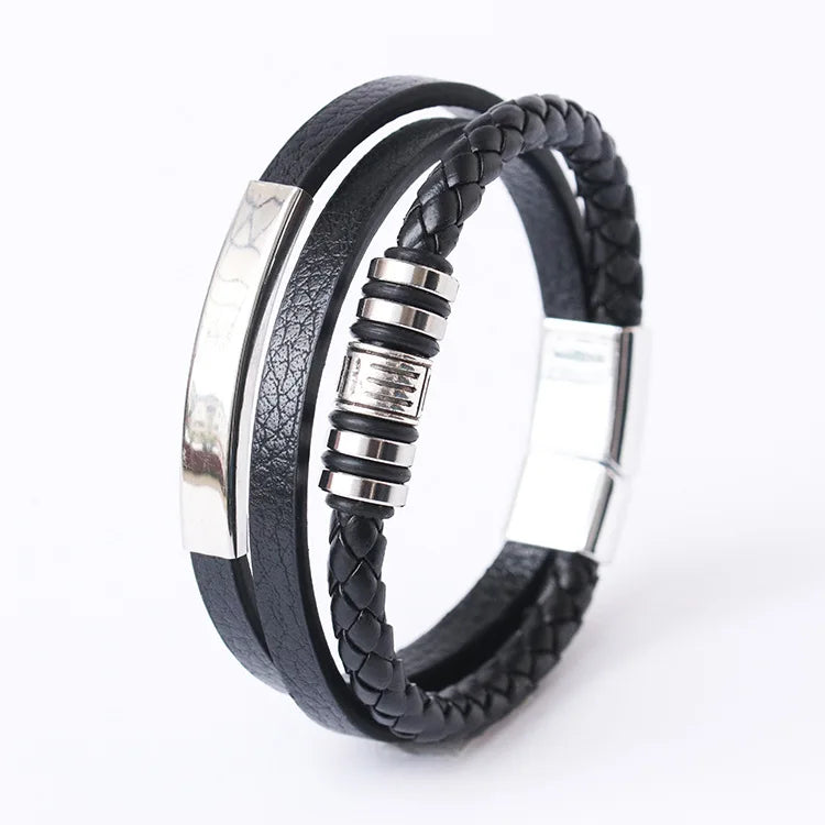 Brățară din piele împletită – stil vintage multistrat (21CM)