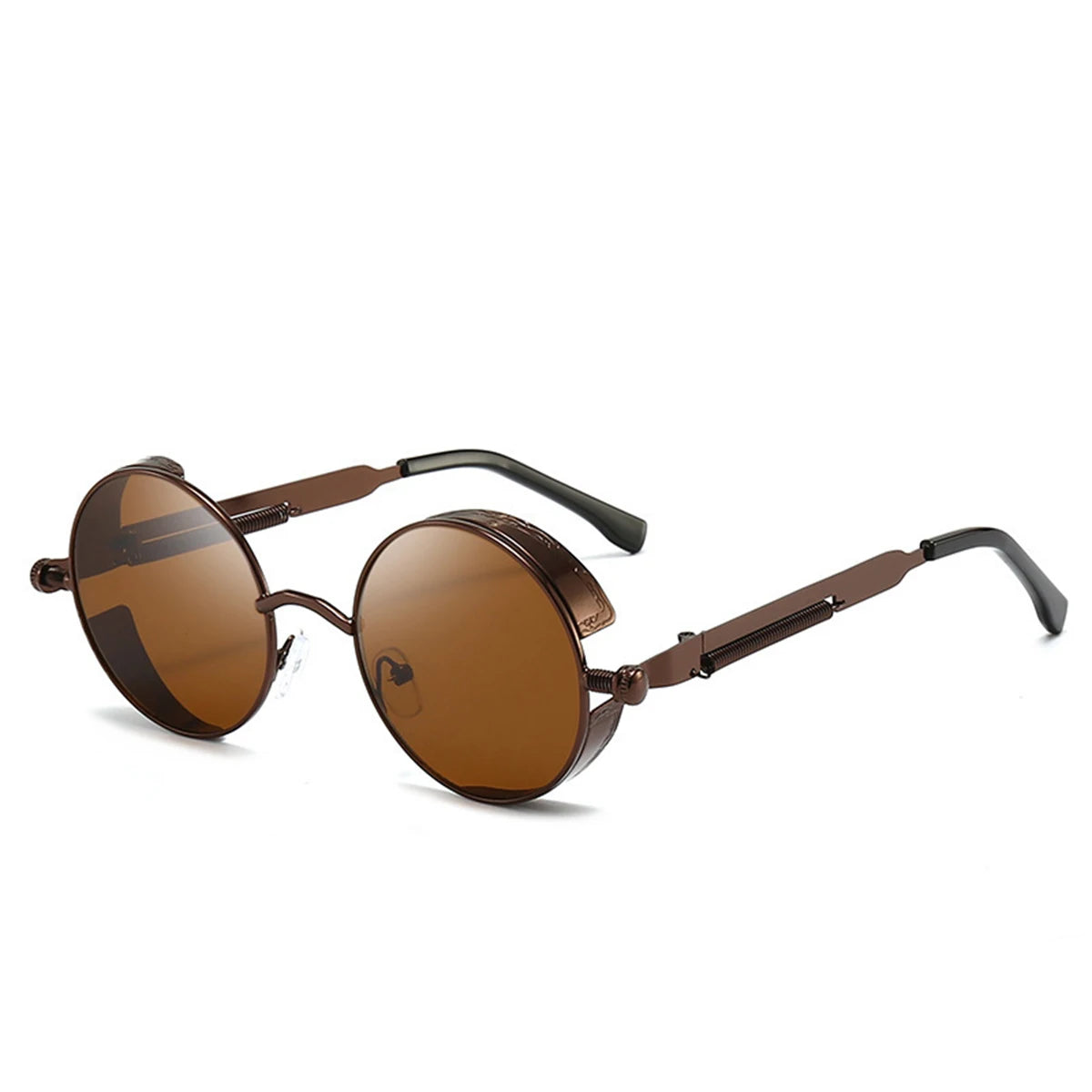 Ochelari de soare retro punk unisex – ochelari oglindă rotunzi reflectorizanți cu ramă metalică