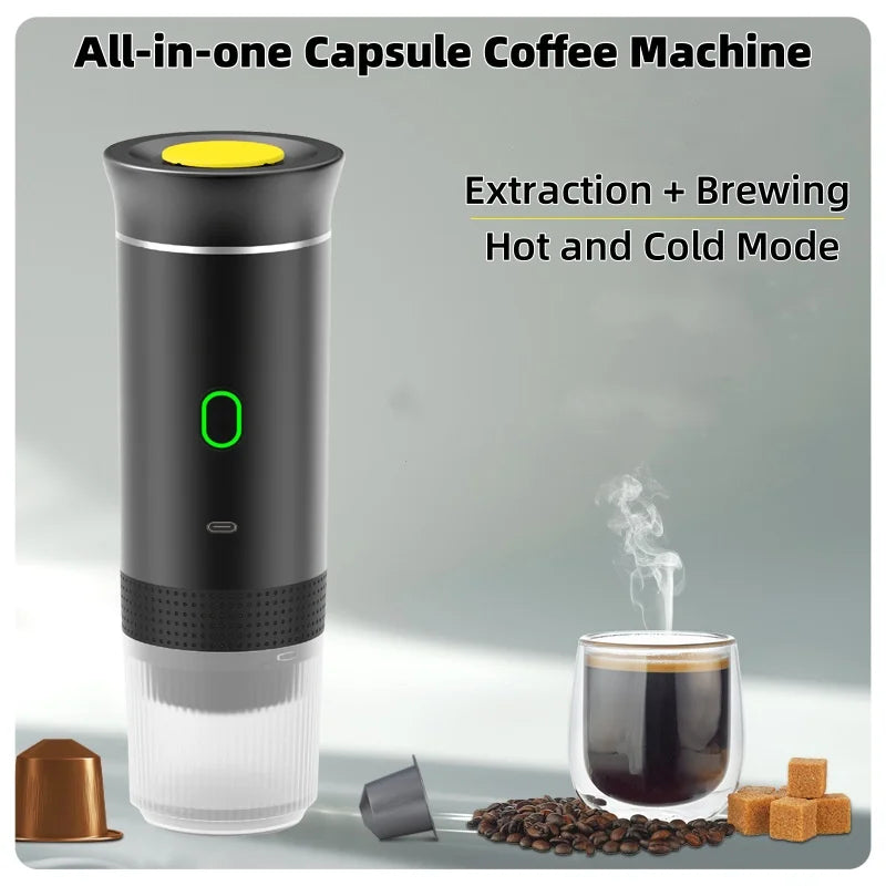 Aparat espresso USB Silver - Aparat de cafea portabil 3 în 1 pentru capsule și cafea măcinată, presiune 15 bar, încărcare tip C, ideal pentru acasă, camping și călătorii