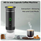 USB Green Espresso Machine - 3-in-1 Portable Coffee Maker for Capsules & Ground Coffee, 15Bar Pressure, Type-C Charging, Ideal for Home, Camping, and Travel