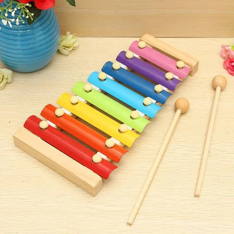 Xilofon din Lemn cu 8 Note - Instrument de Percuție Educațional pentru Copii & Începători | Cadou Aniversar Ideal