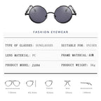 Ochelari de soare retro punk unisex – ochelari oglindă rotunzi reflectorizanți cu ramă metalică