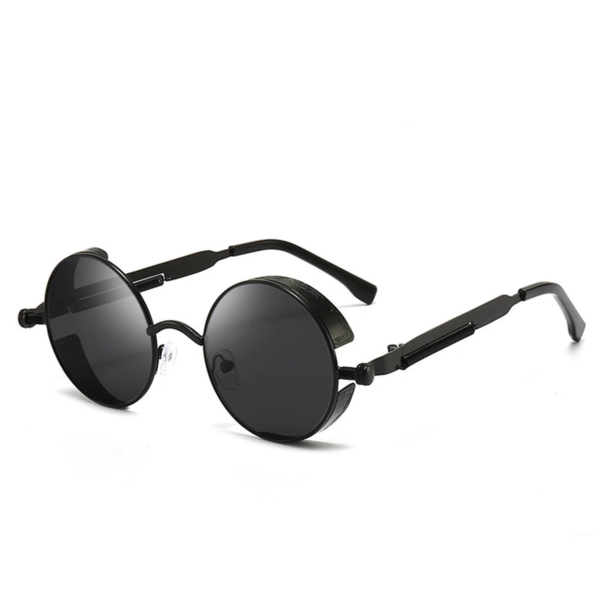 Ochelari de soare retro punk unisex – ochelari oglindă rotunzi reflectorizanți cu ramă metalică