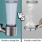3-Speed Adjustable Shower Head with Filter - Portable Bathroom Showerhead with Massage Function, ABS Plastic, Includes Hose & Bracket