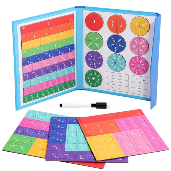 Magnetic Fraction Puzzles - Montessori Math Learning Toy for Kids (Ages 3-12)