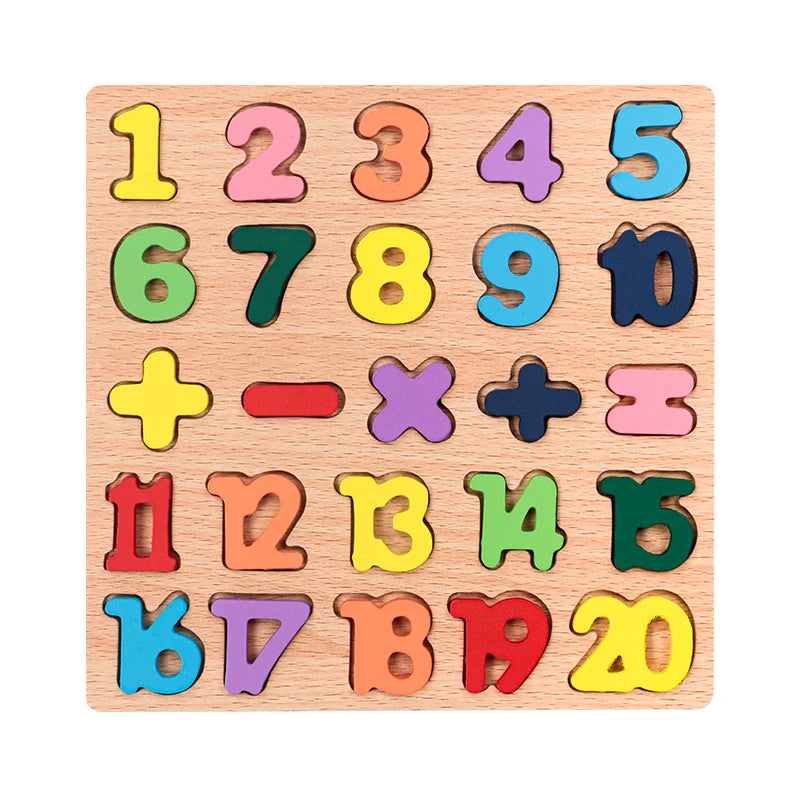 Puzzle Montessori din Lemn - Număr Aritmetic Alfabetic & Forme Geometrice | Jucărie Educativă pentru Copii Preșcolari