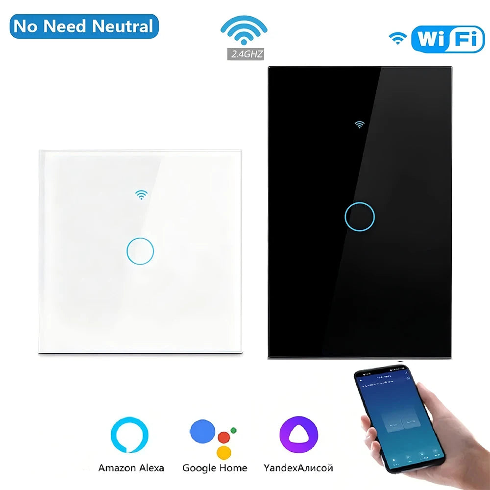 Tuya WiFi Smart Wall Switch, RF433, No Neutral, Touch Control