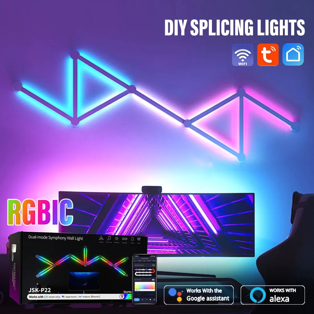 WiFi LED Smart Wall Lamp - RGBIC Light Bar Music Sync, and App Control