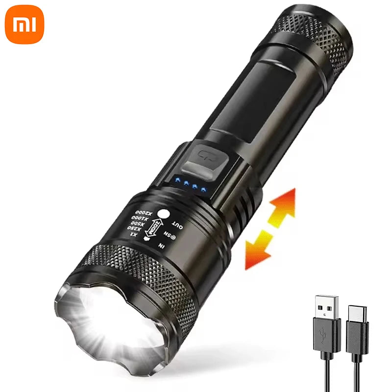Ultra-Bright LED Tactical Flashlight with Zoom & Built-In Battery