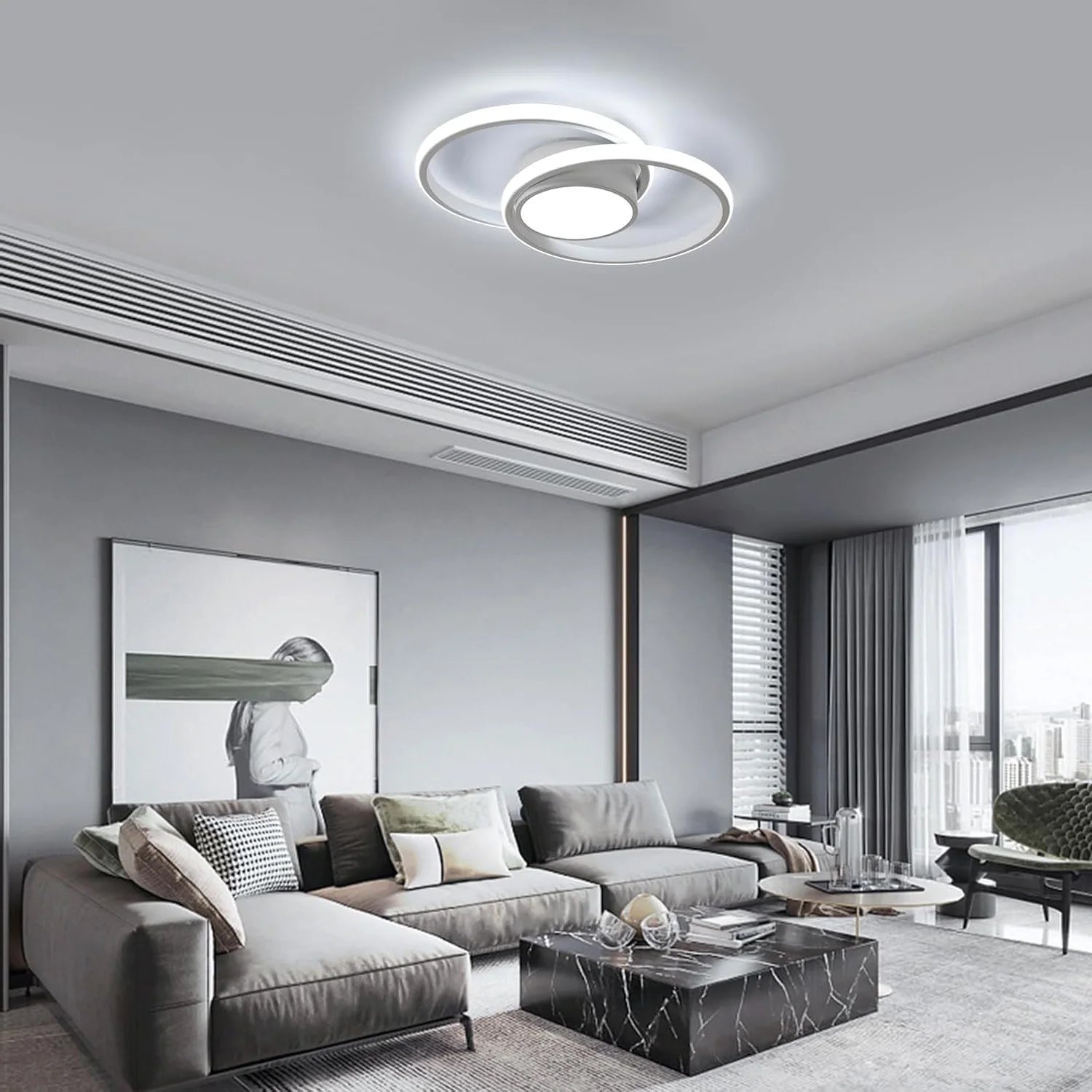 Dimmable LED Ceiling Light, 40W, Remote Controlled, Round Design