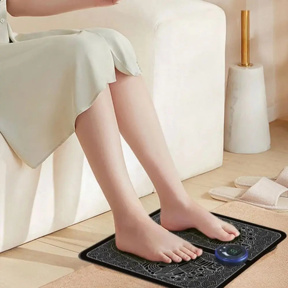 Pad de Masaj pentru Picioare - Aparat Portabil cu Încărcare USB | Terapie prin Acupunctură, Încălzire cu Puls & Masaj cu Microcurent pentru Relaxare