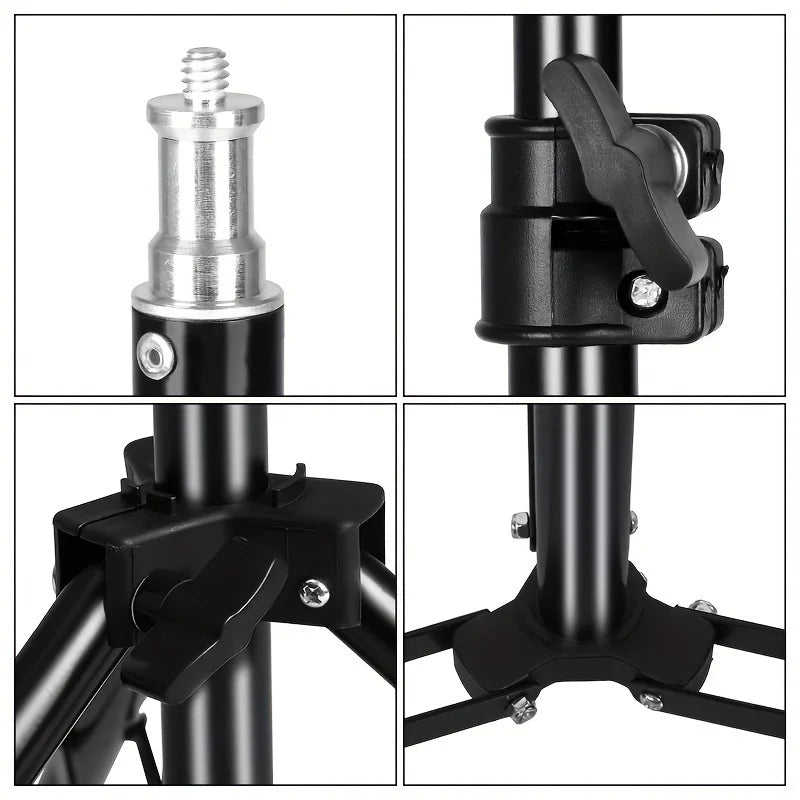 Metal Aluminum Alloy Light Stand - Portable Tripod for Softbox, LED Ring Light, Phone, and Camera