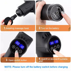 Fascial Massage Gun - Electric Percussion Massager for Deep Tissue Muscle Relaxation, Pain Relief and Fitness Recovery