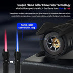 Turbo Blowtorch Lighter - Windproof Jet Flame Gas Lighter for Cooking, Cigars, Welding & Jewelry, Adjustable Blue Flame (Metal Body, Butane Fuel)
