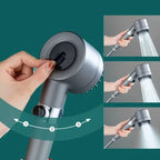 3-Speed Adjustable Shower Head with Filter - Portable Bathroom Showerhead with Massage Function, ABS Plastic, Includes Hose & Bracket
