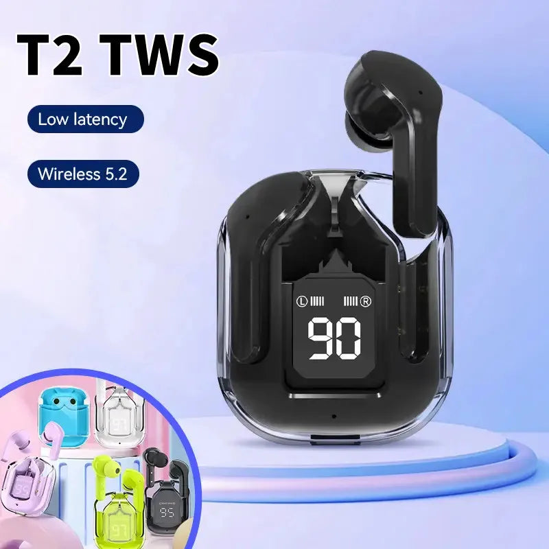 Căști Bluetooth fără fir T2 | Sunet HiFi | Afișaj LED de putere