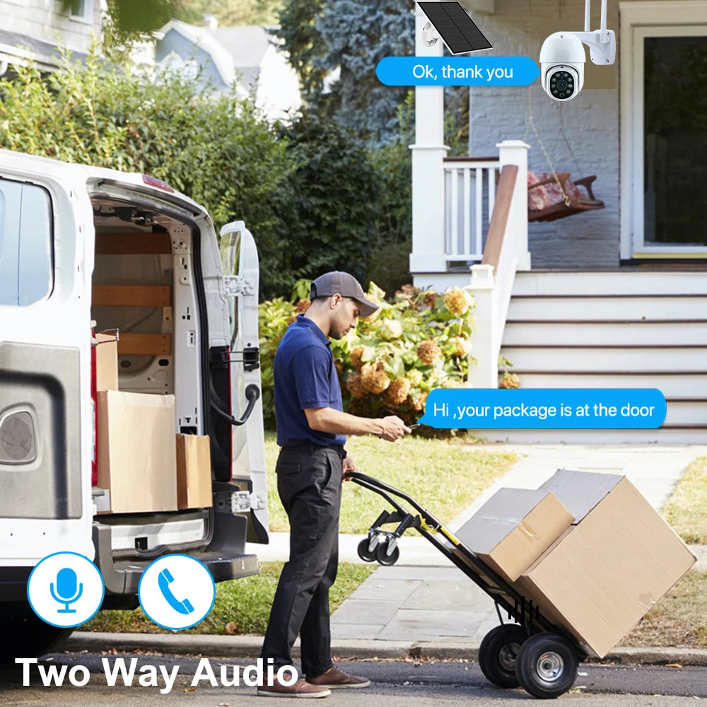 Tuya Smart 3MP Outdoor Camera, Solar-Powered, 10000mAh Battery, Human Detection, Auto Tracking, Wi-Fi, PTZ