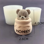 Cute Bear Honey Jar Silicone Mold - Candle, Chocolate, Ice Cube, and Aromatherapy Plaster Mold for DIY Crafting