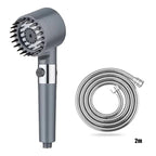 3-Speed Adjustable Shower Head with Filter - Portable Bathroom Showerhead with Massage Function, ABS Plastic, Includes Hose & Bracket