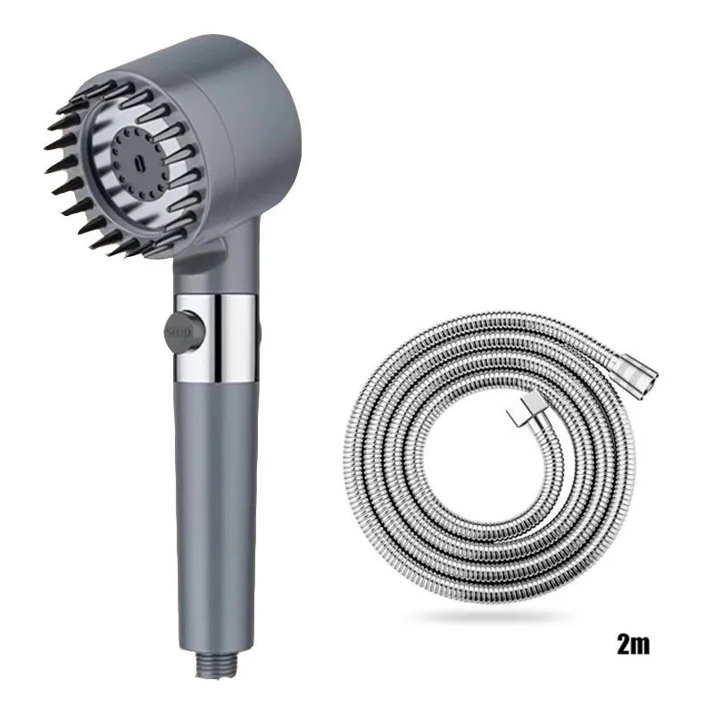3-Speed Adjustable Shower Head with Filter - Portable Bathroom Showerhead with Massage Function, ABS Plastic, Includes Hose & Bracket